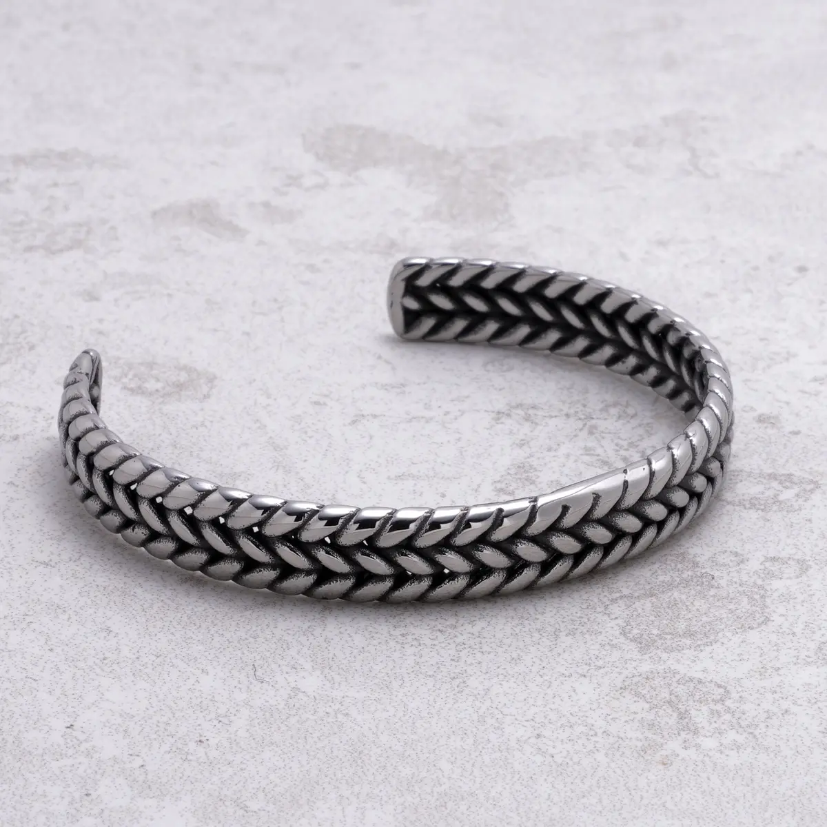 Sleek Braided Steel Hearts Cuff 1