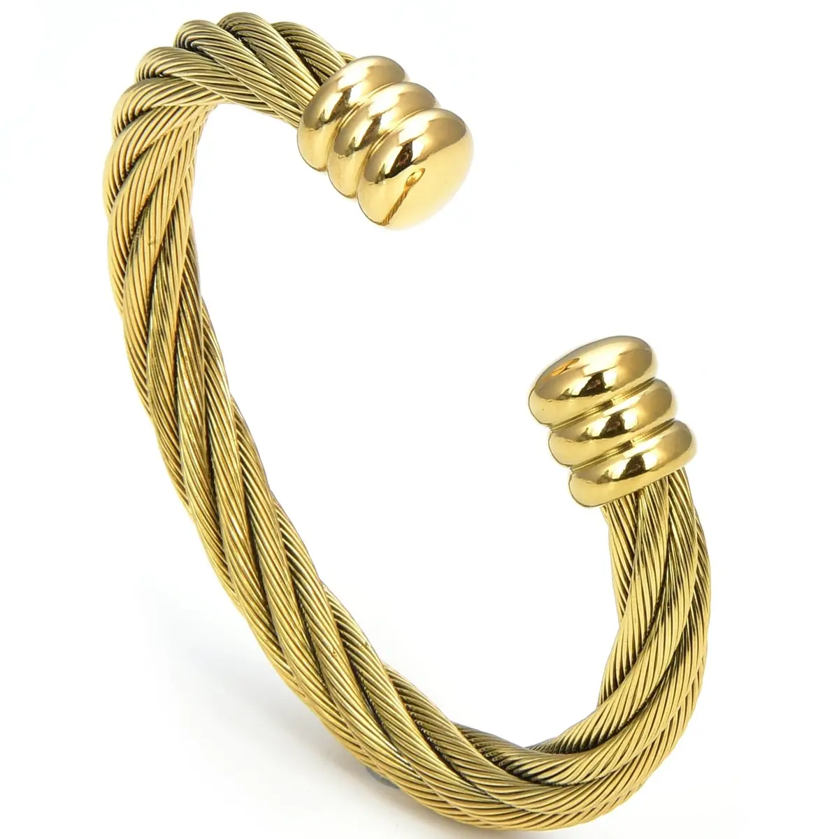 Steel Heart Open Bangle Bracelet 1