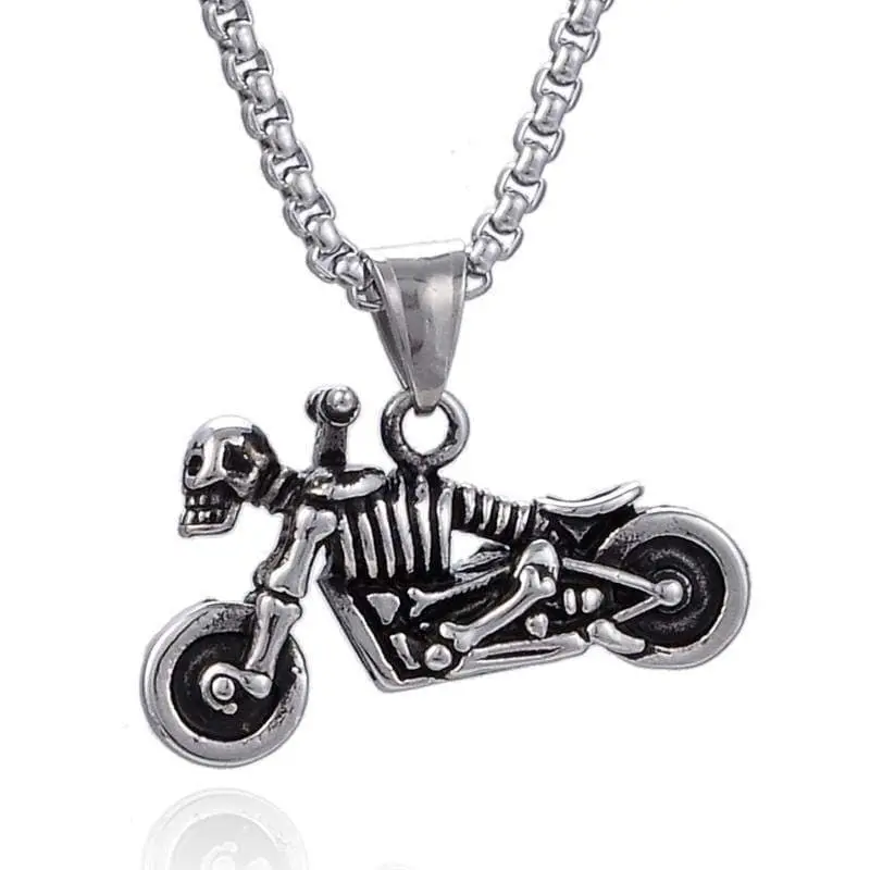 Steel Hearts Bone Motorbike Necklace 1