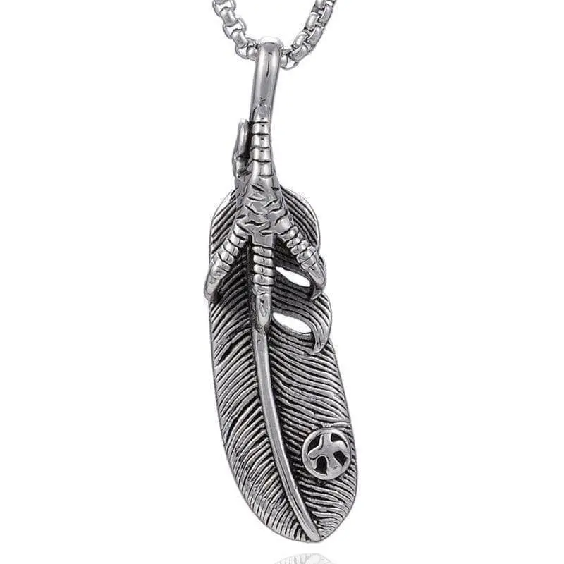 Steel Hearts Feather Claw Necklace 1