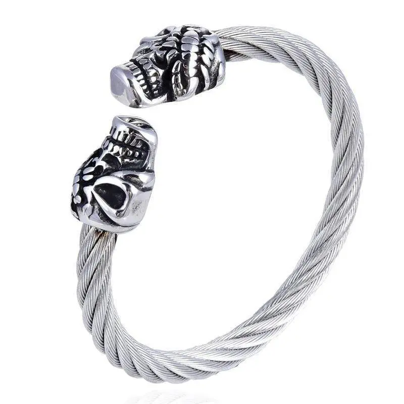 Steel Hearts Scorpion With Skull Open Bangle Bracelet 1