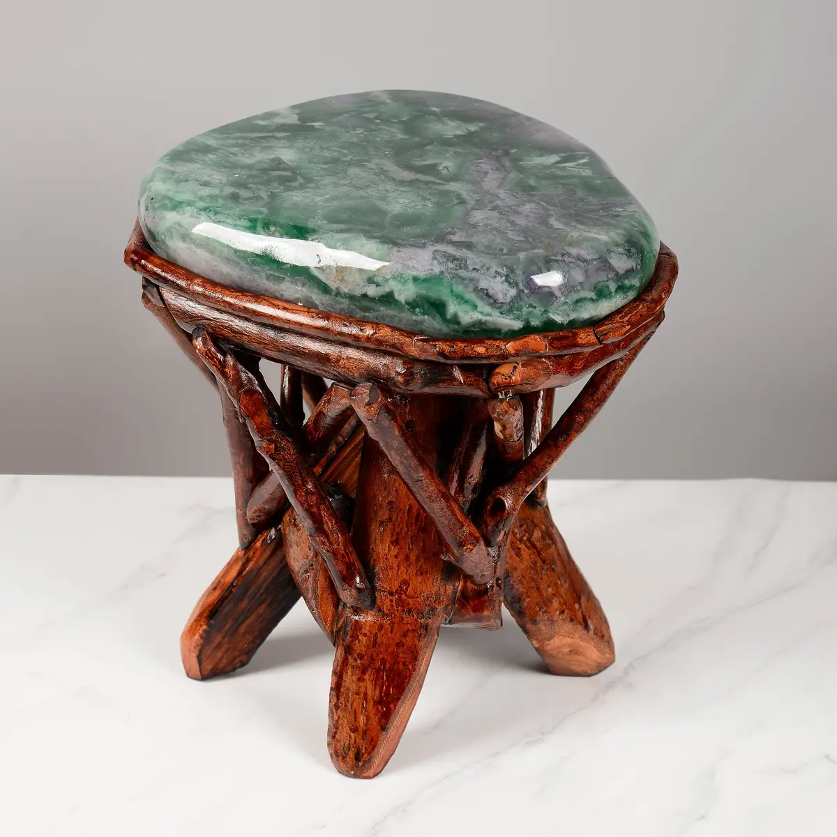 Green & Purple Fluorite Side Table 14" 1