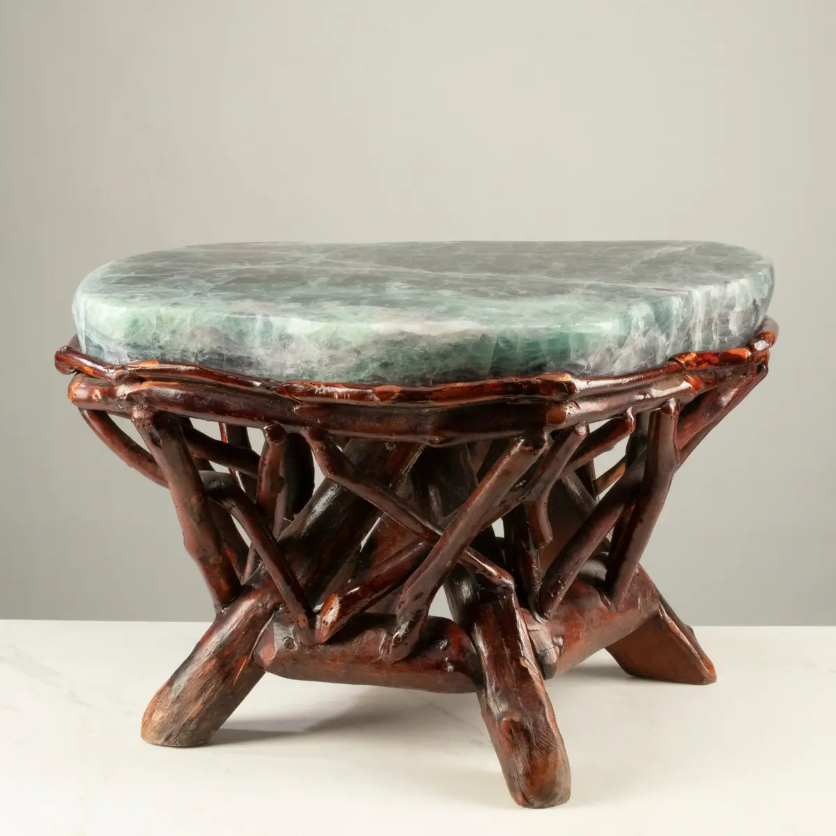 Large Green & Purple Fluorite Side Table 22" 1