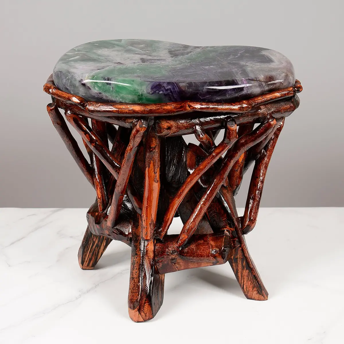 Purple & Green Fluorite Side Table 14" 1