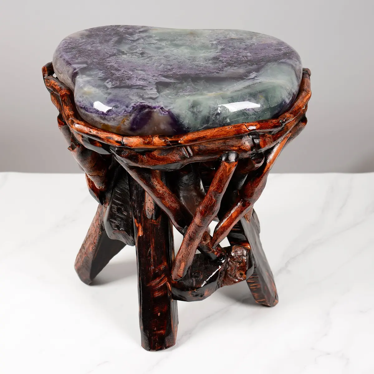Purple & Green Fluorite Side Table 14" 1