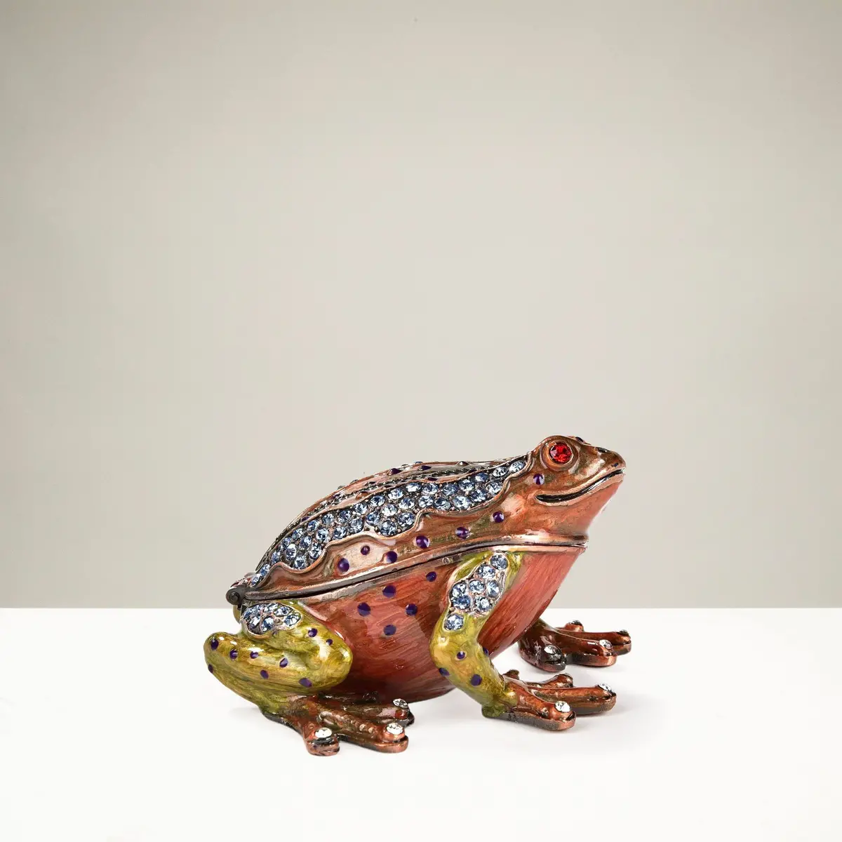 Bronze Happy Toad Crystal Figurine Keepsake Box 1