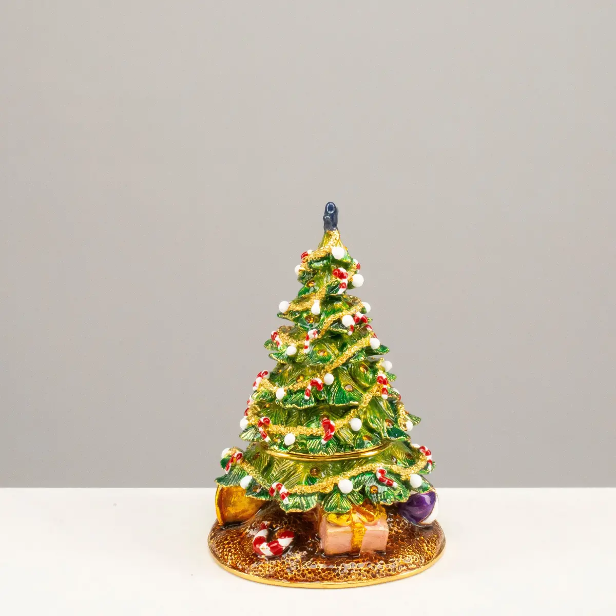 Christmas Tree Figurine Keepsake Box Made With Crystals 1