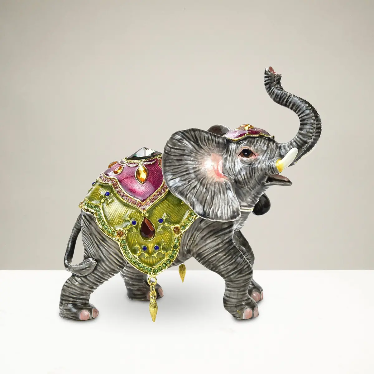 Elephant Figurine Keepsake Box Made With Crystals 1