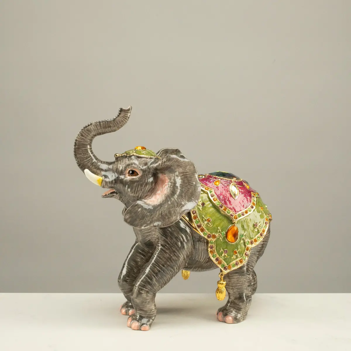 Elephant Figurine Keepsake Box Made With Crystals 1