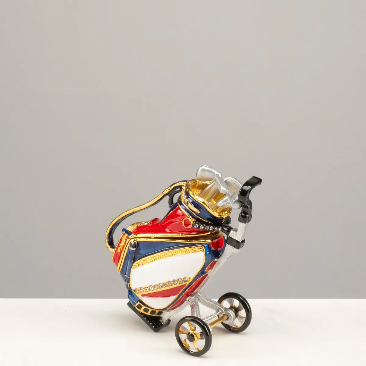 Golf Bag Figurine Keepsake Box Made With Crystals 1