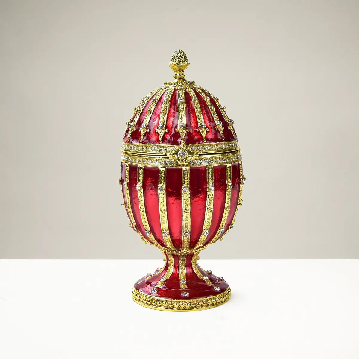 Red Faberge Egg Figurine Keepsake Musical Box Made With Crystals 1