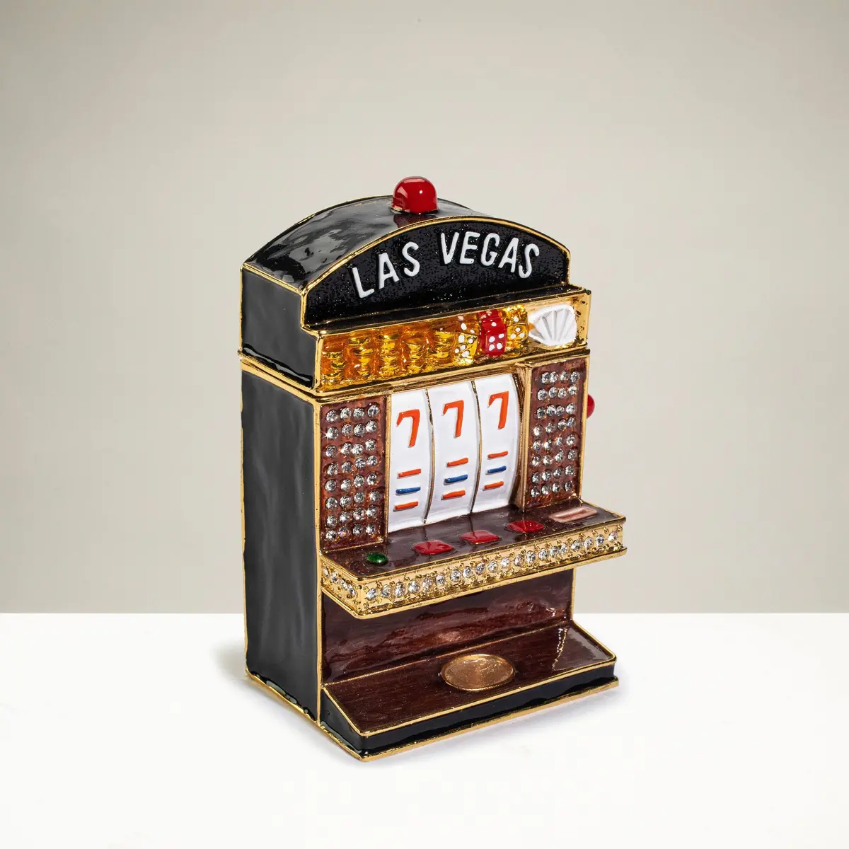 Slot Machine Figurine Keepsake Box Made With Crystals 1