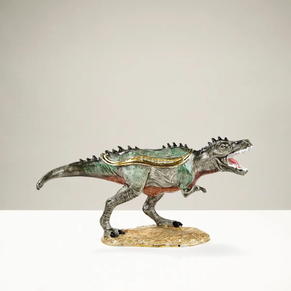 T-Rex Figurine Keepsake Box Made With Crystals 1