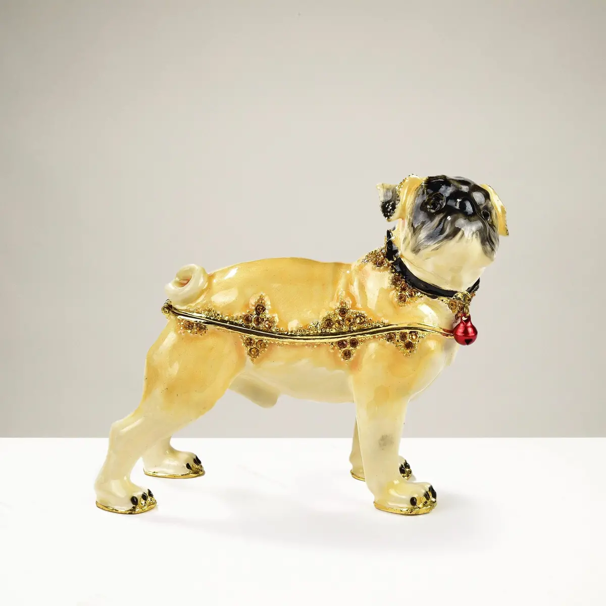 Vanity Bull Dog Figurine Keepsake Box Made With Crystals 1
