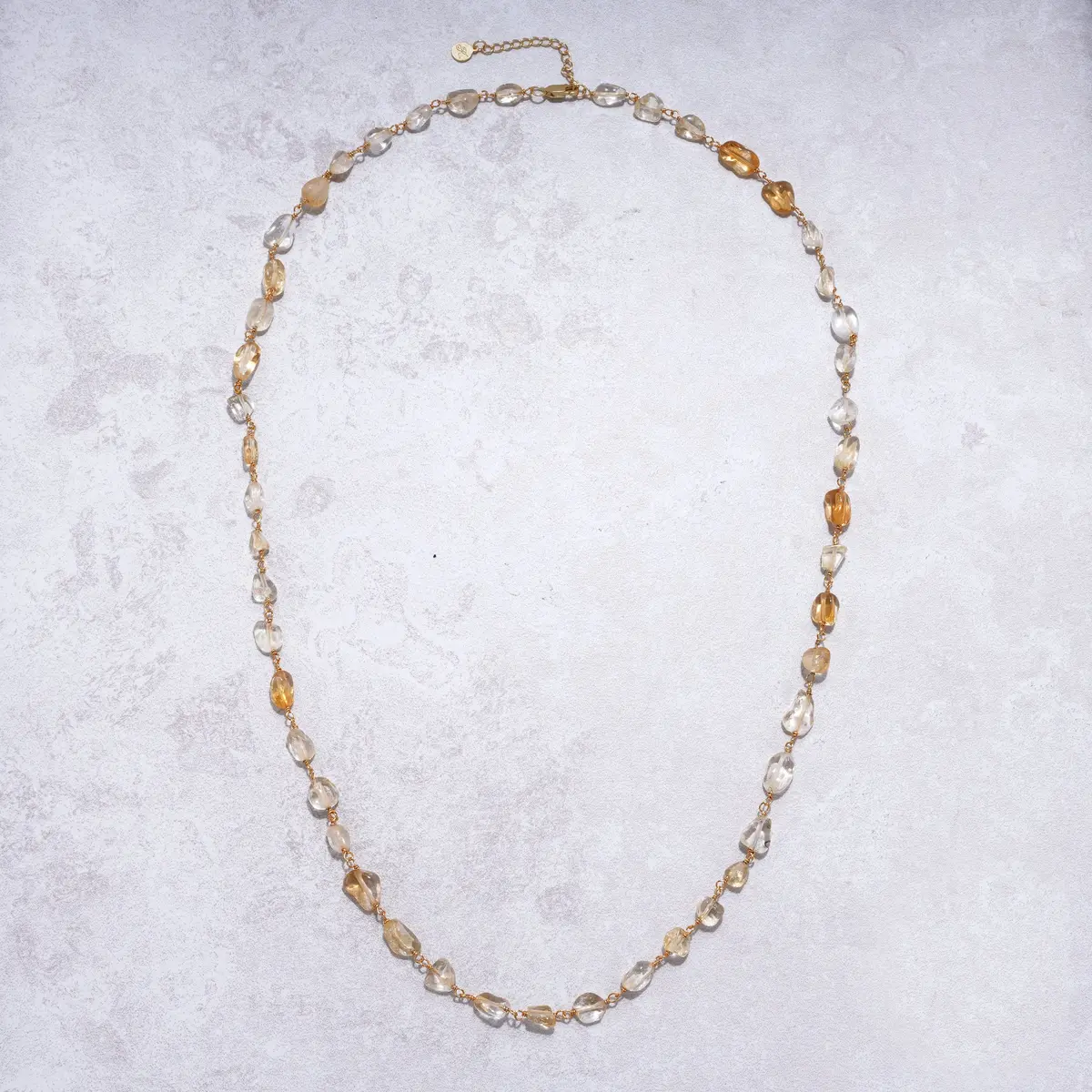 27" Citrine Necklace With 24K Gold Plated Chain 1