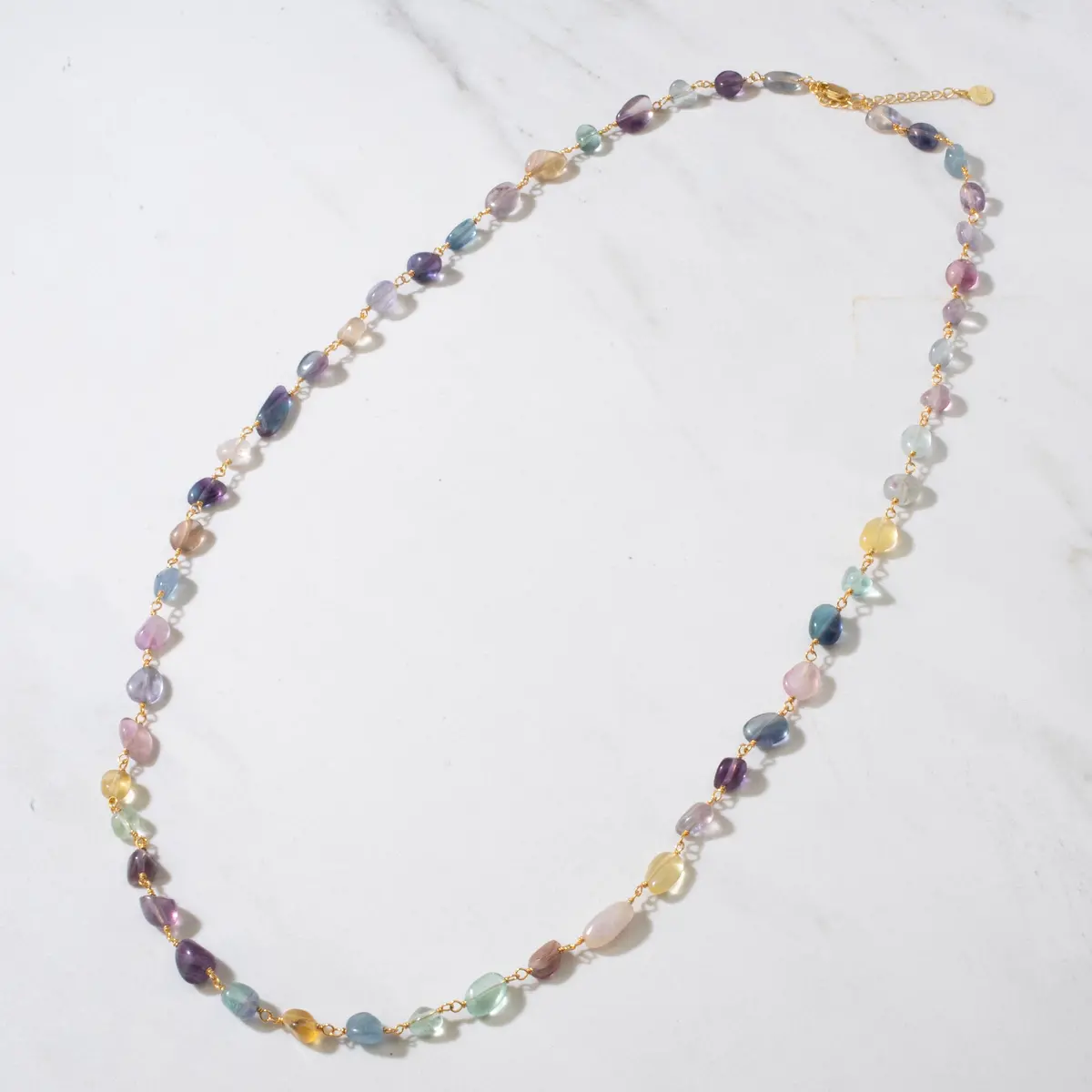27" Fluorite Necklace With 24K Gold Plated Chain 1