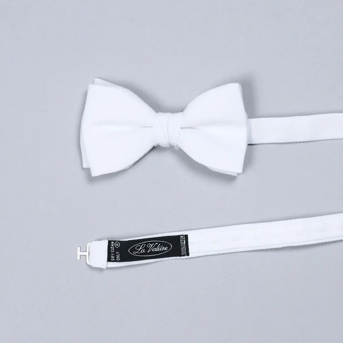 White Cotton Pique Ready Tied Bow Tie 1