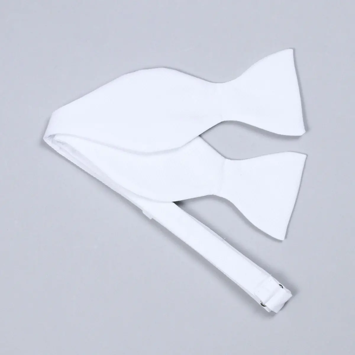 White Cotton Pique Self Bow Tie 1