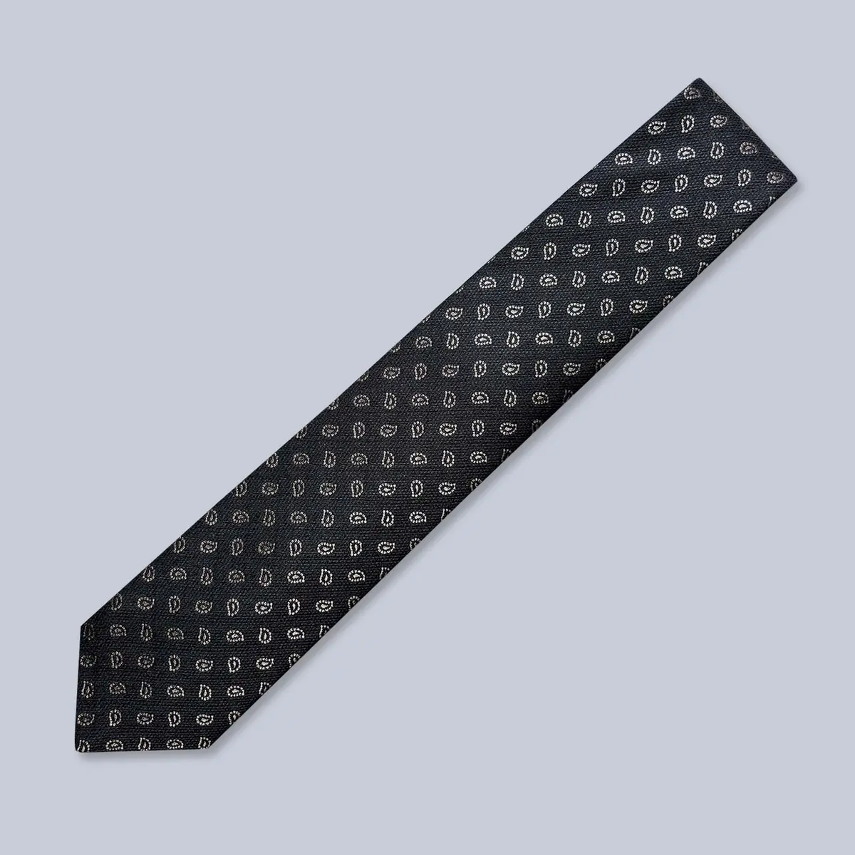 Black Beige Paisley Silk Tie 1