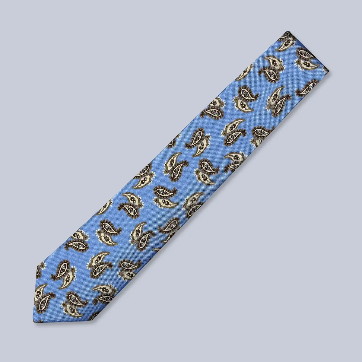 Blue Brown Large Paisley Silk Tie 1