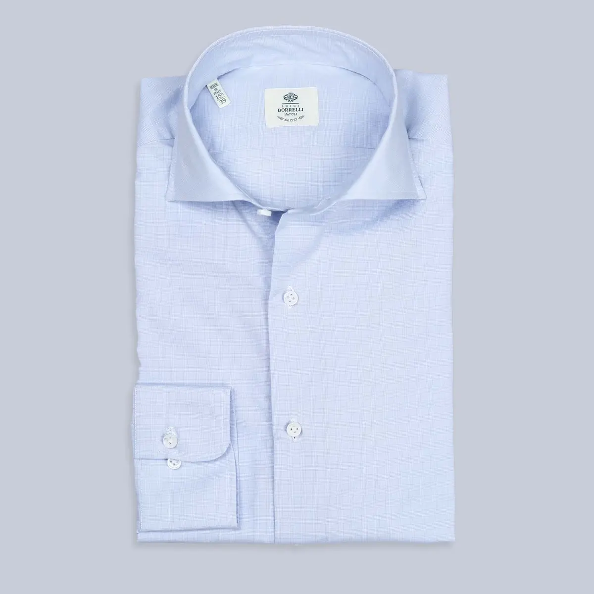Blue Glen Check Poplin Cutaway Shirt 1
