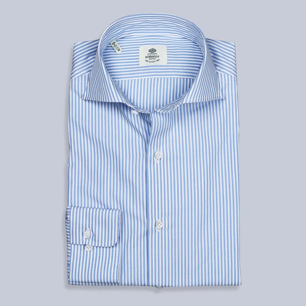 Blue White Bengal Striped Cutaway Shirt 1