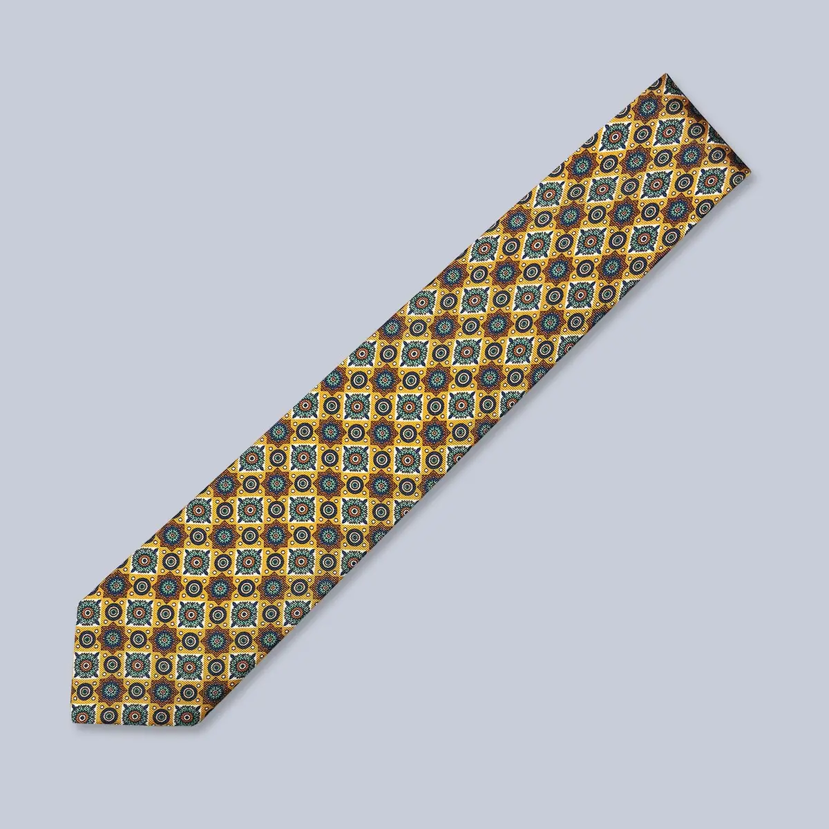 Orange Green Red Geometric Silk Tie 1