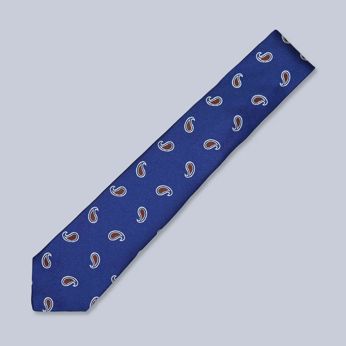 Royal Blue Brown Paisley Silk Tie 1