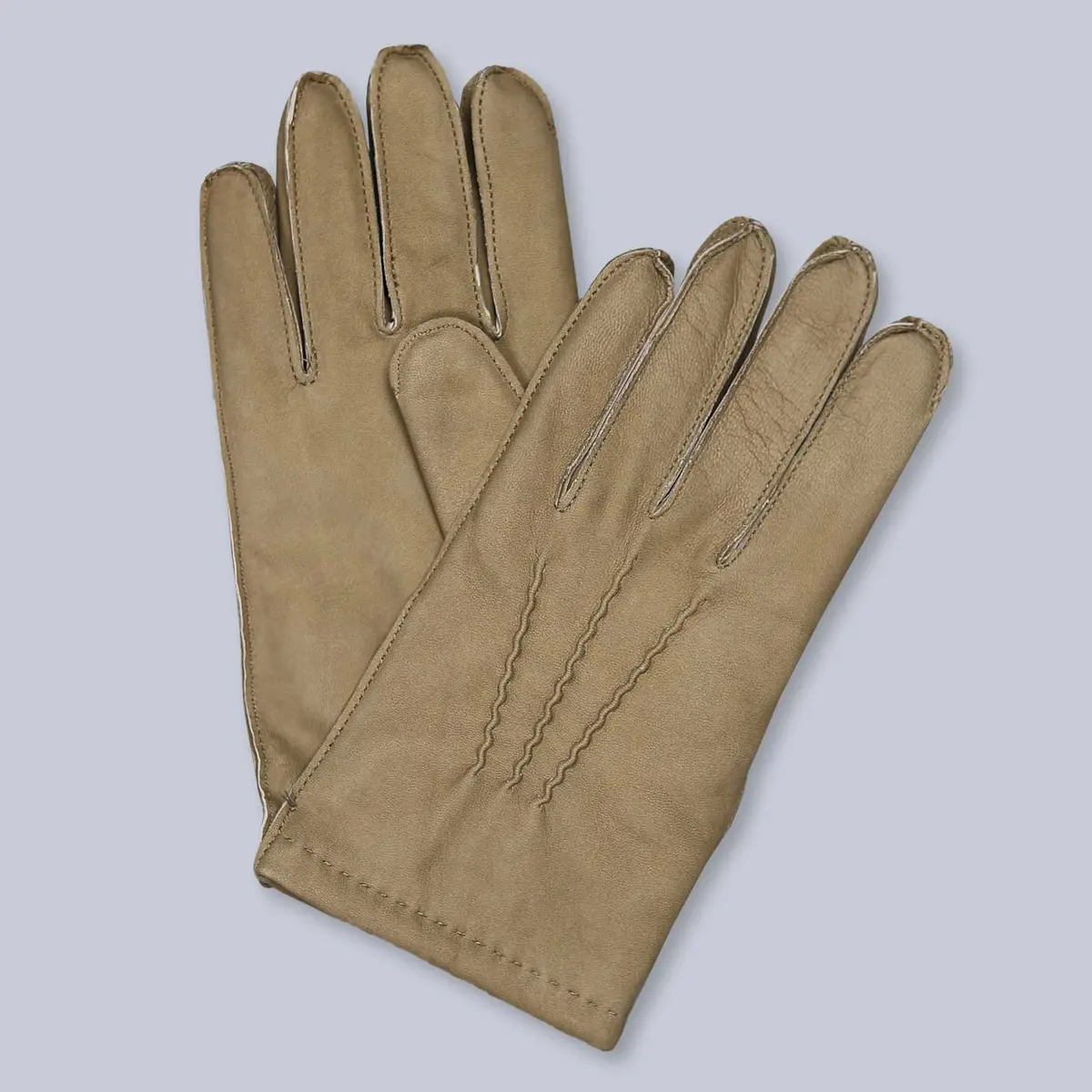 Dark Beige Nubuck Leather Cashmere Lined Gloves 1