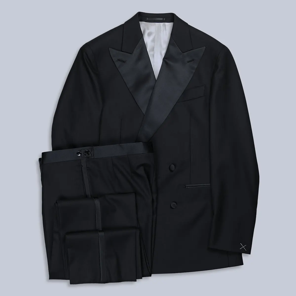Black Double-Breasted Wide Peak Lapel Tuxedo 1