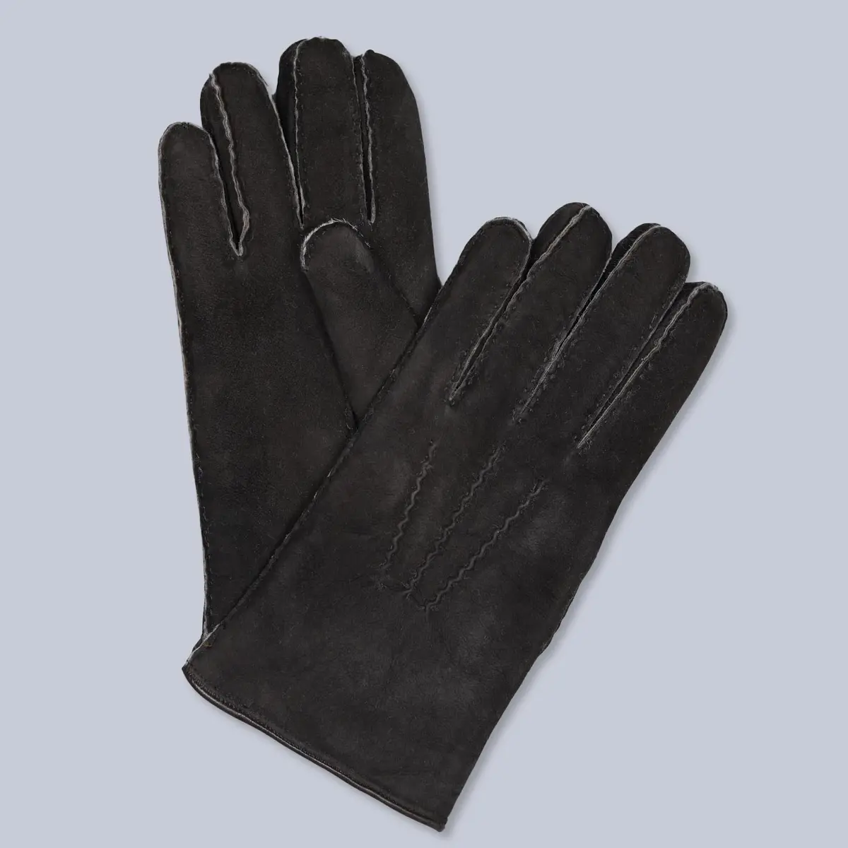 Brown Sueded Shearling Lined Gloves 1