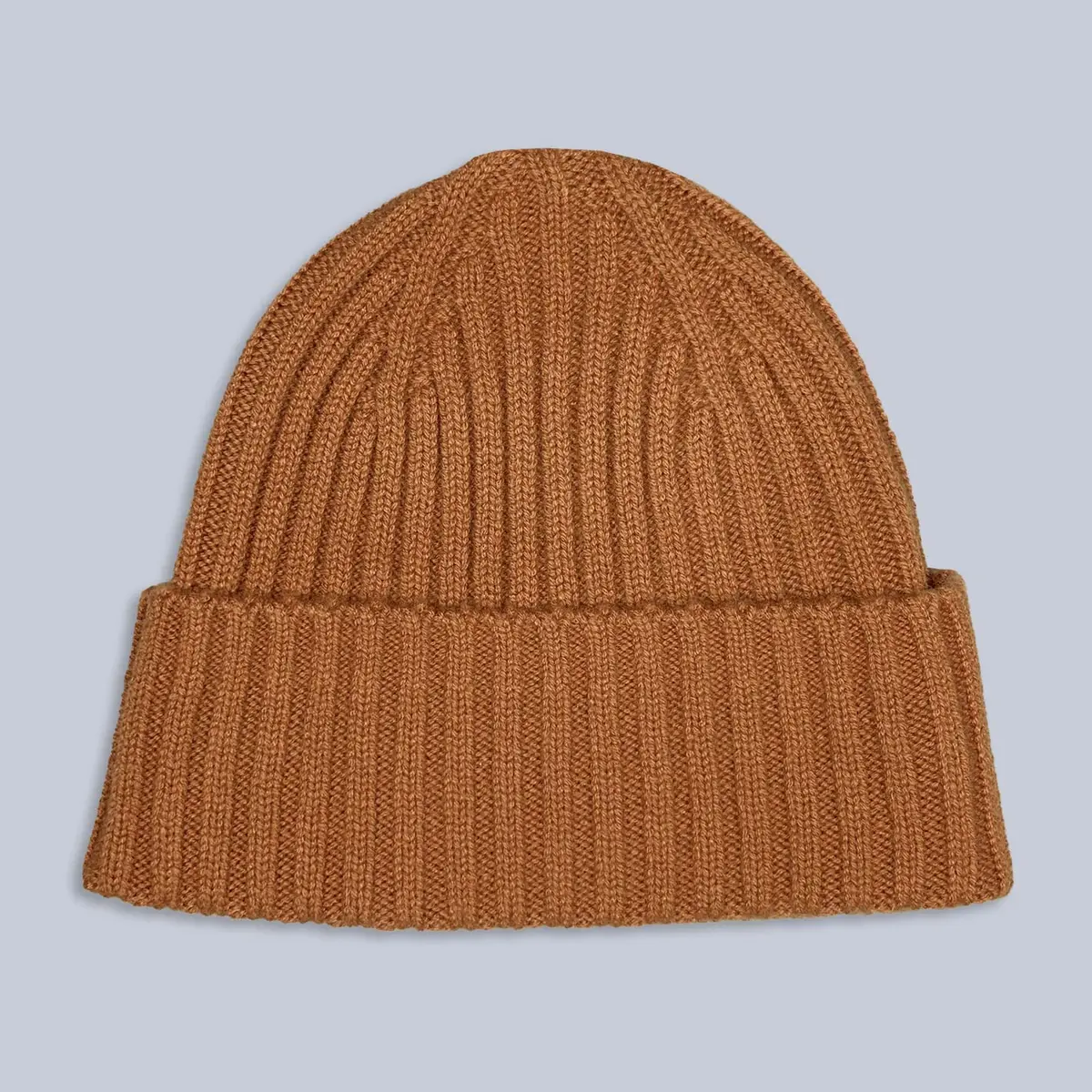 Cinnamon Brown Ribbed Cashmere Beanie 1