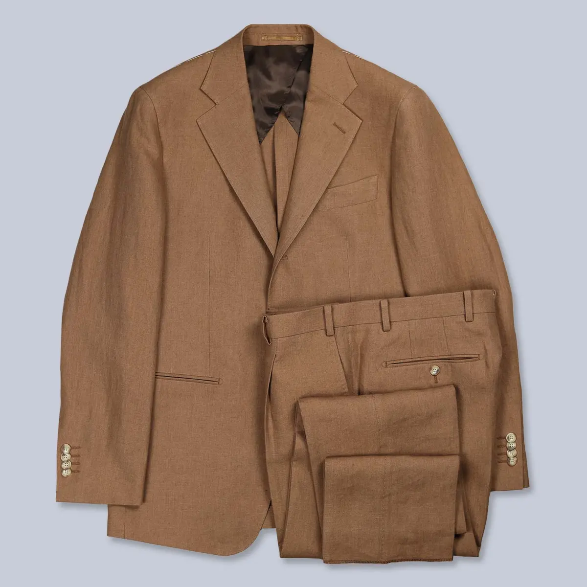 Cognac Brown Linen Suit 1