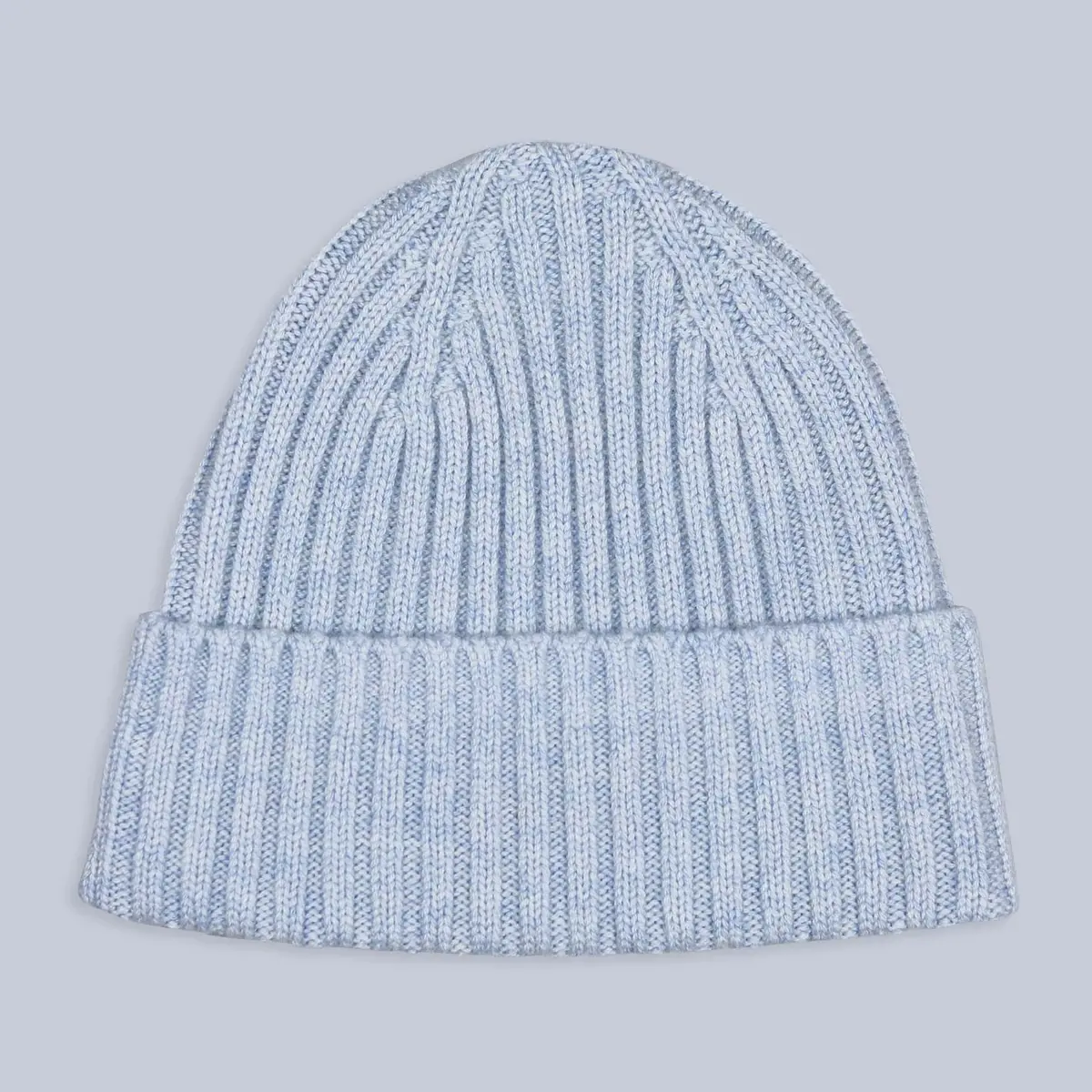 Ice Blue Ribbed Cashmere Beanie 1