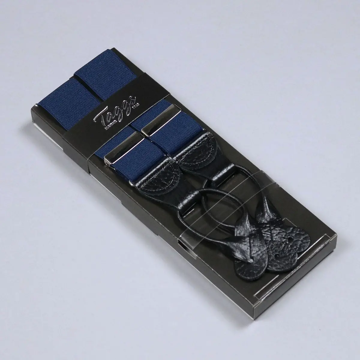 Navy Elastic Leather End 35Mm Braces 1