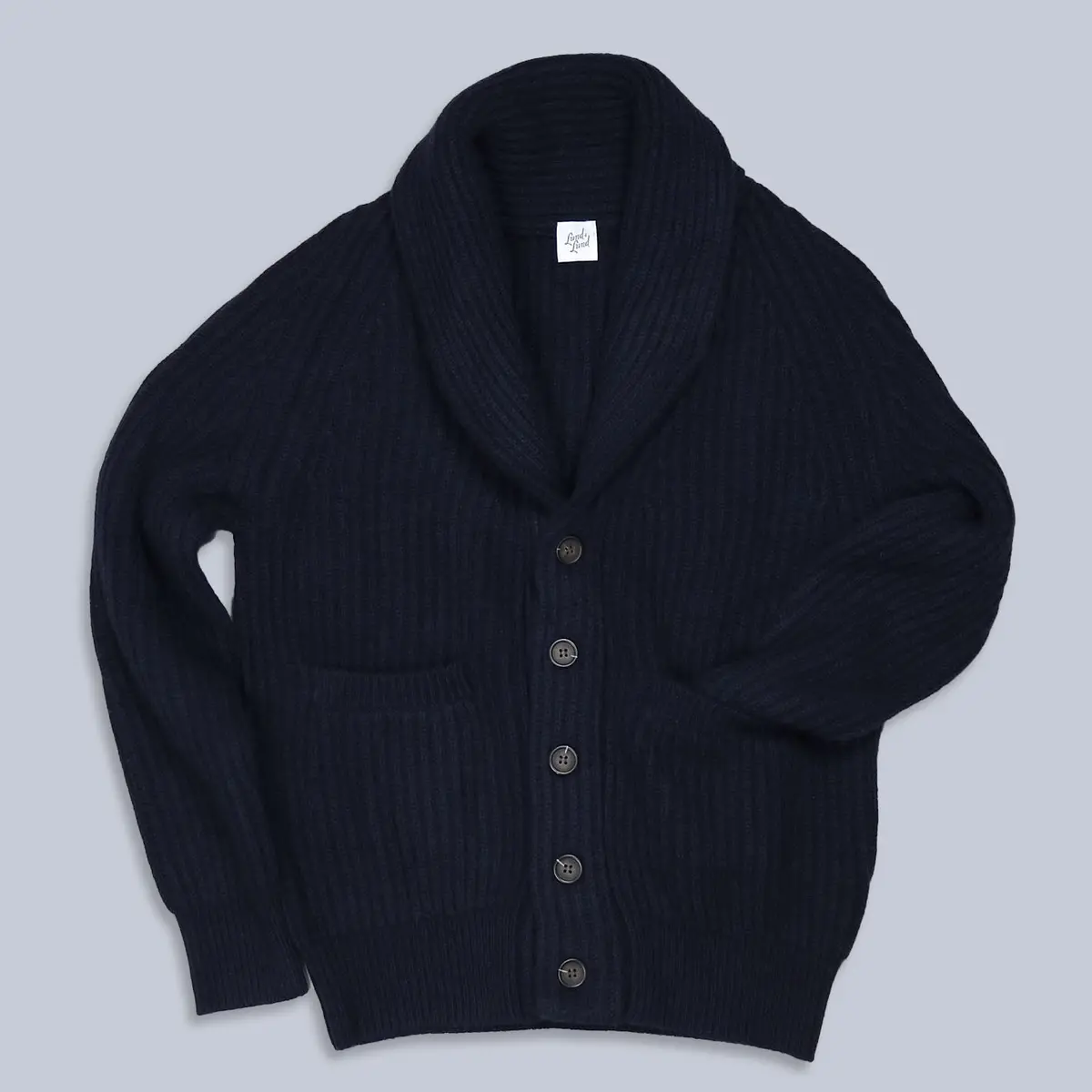 Navy Heavy Knitted Cashmere Shawl Collar Cardigan 1