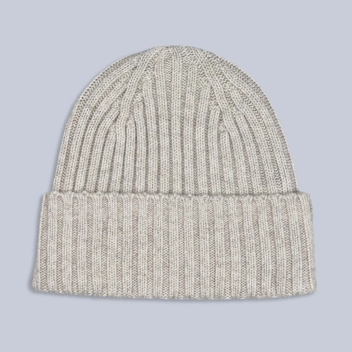Oatmeal Ribbed Cashmere Beanie 1