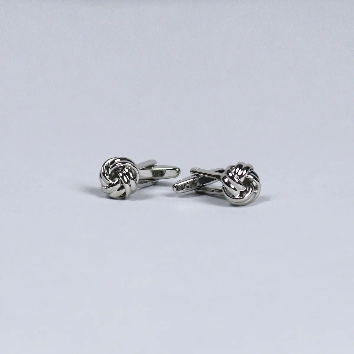 Polished Silver Plated Knot Cufflinks 1