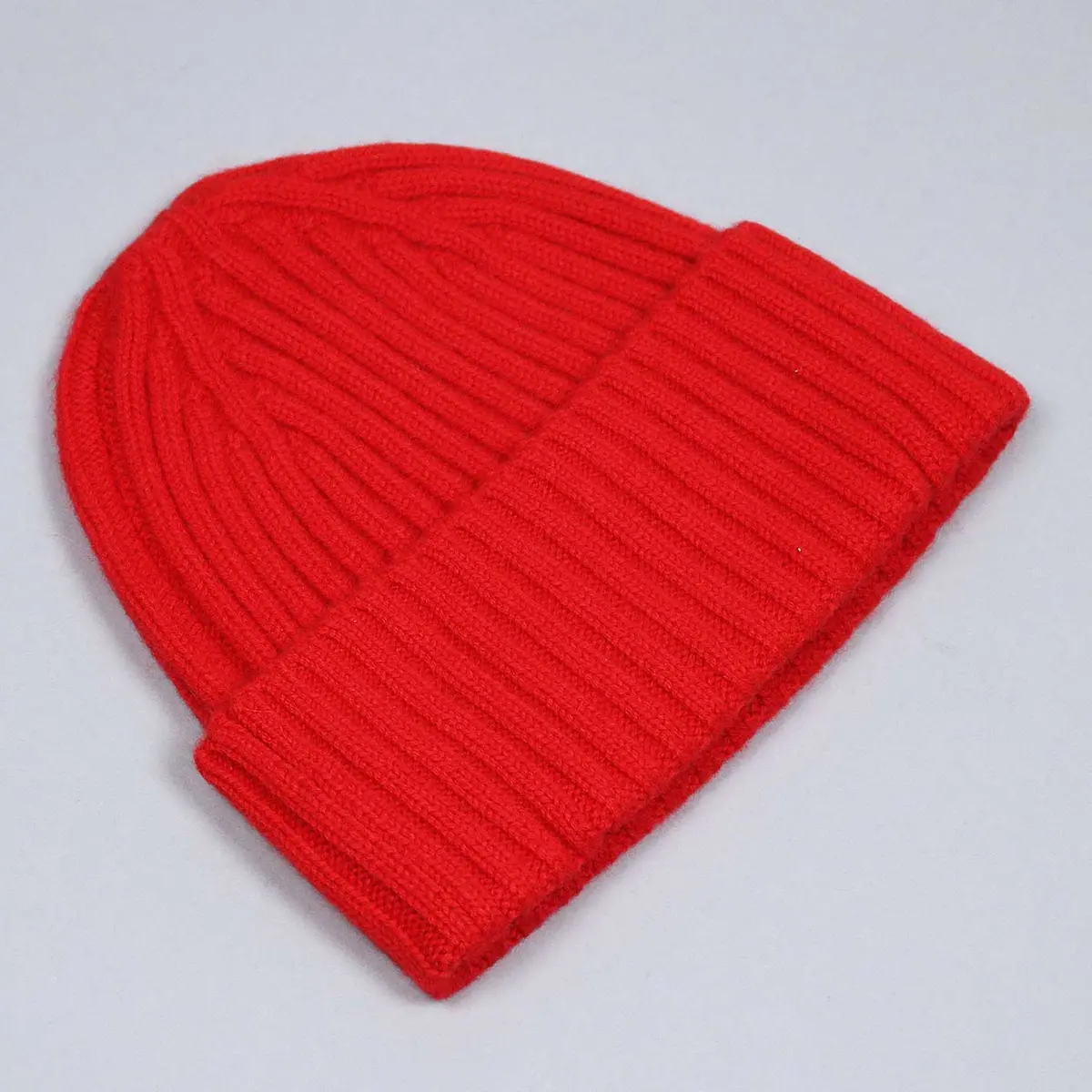 Red Ribbed Cashmere Beanie 1