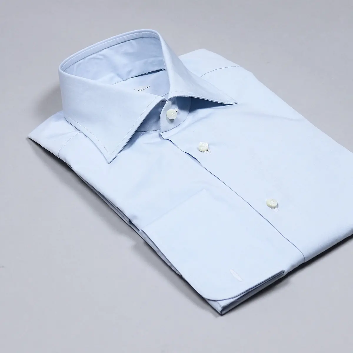 Light Blue Rounded Double Cuff Shirt 1
