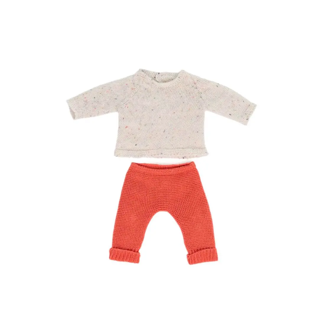 Sweater & Red Pants Set - 15" Knit Doll Outfit 1