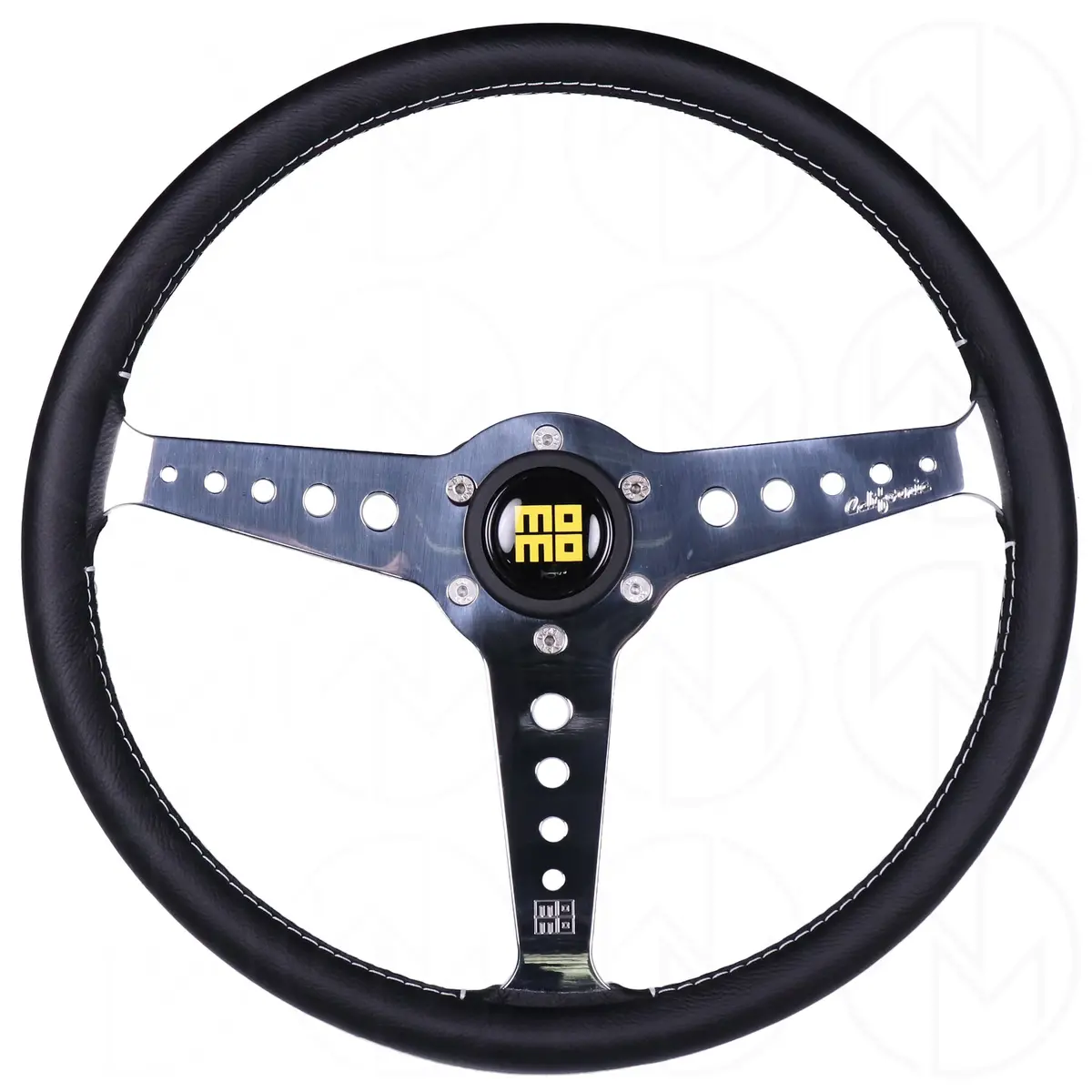 Momo California Heritage Line Steering Wheel - 360Mm Leather W/Polished Spokes 1