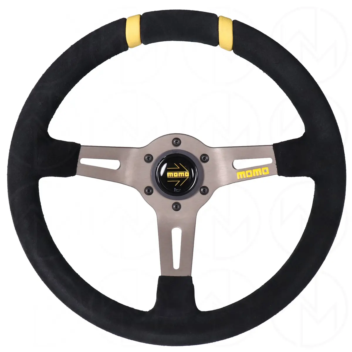 Momo Mod Drift Steering Wheel - 330Mm Suede W/Yellow Center Stripes 1