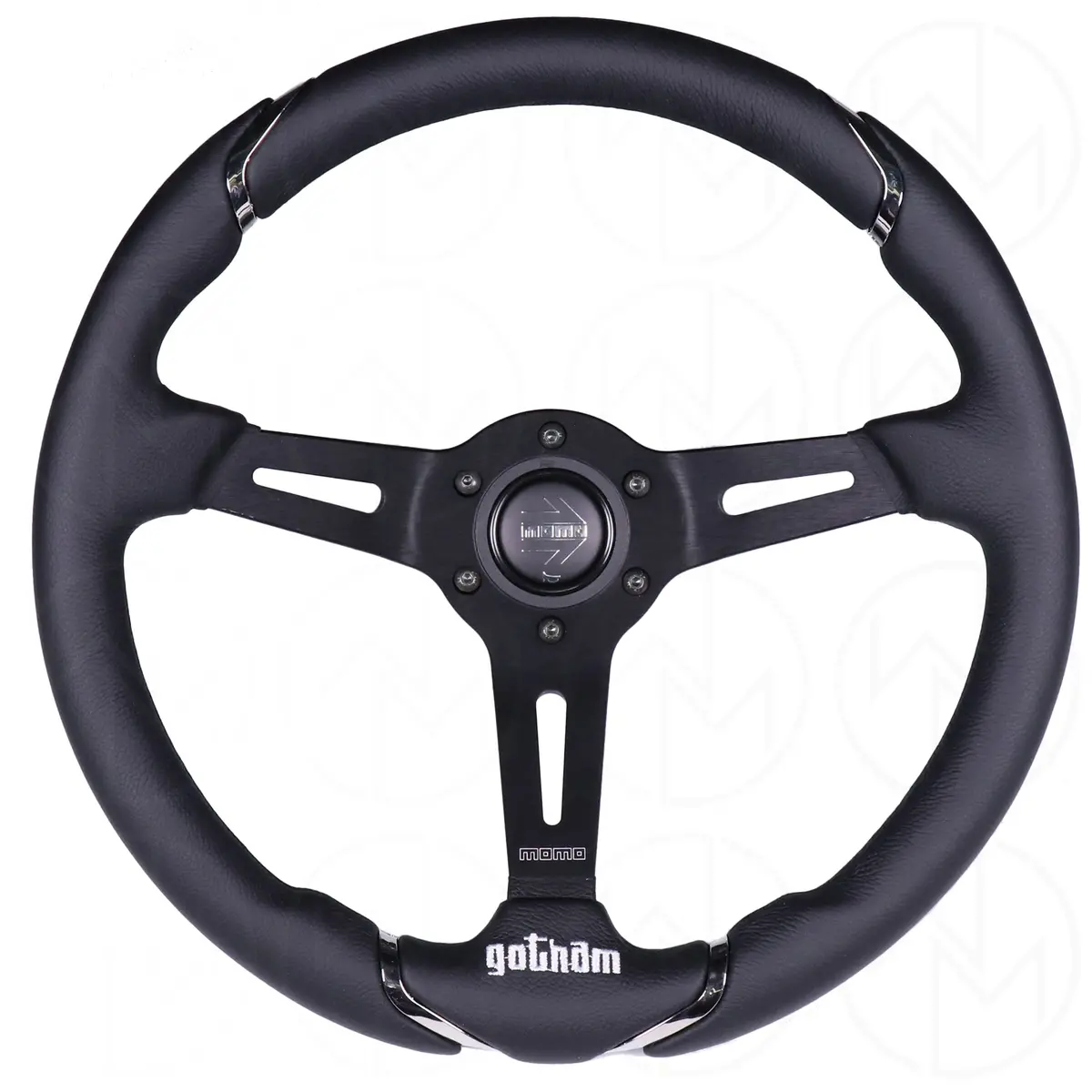 Momo Gotham Steering Wheel - 350Mm Leather W/Dark Chrome 1