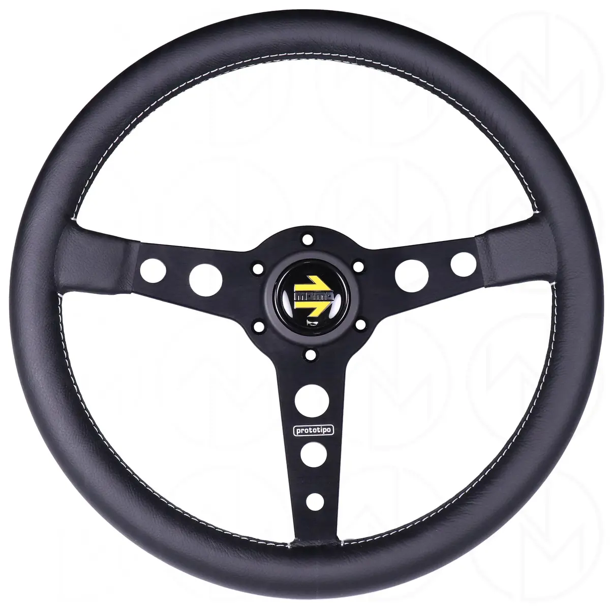 Momo Prototipo Steering Wheel - 350Mm Leather W/Black Spokes 1
