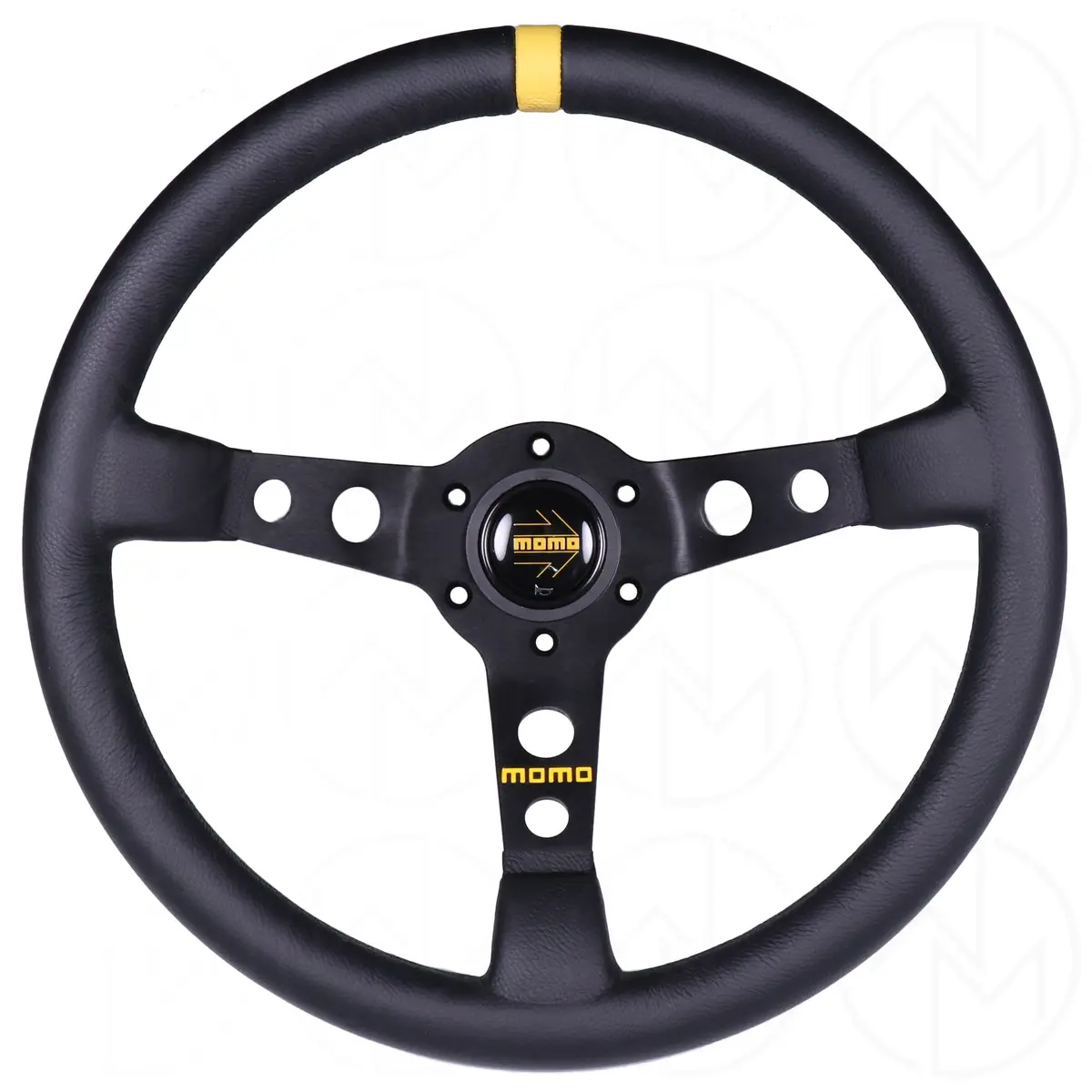 Momo Mod. 07 Steering Wheel - 350Mm Leather W/Yellow Center Stripe 1