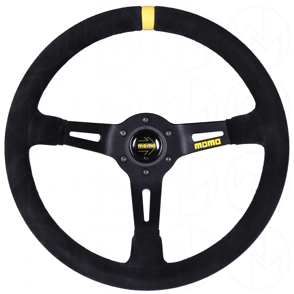 Momo Mod. 08 Steering Wheel - 350Mm Suede W/Yellow Center Stripe 1
