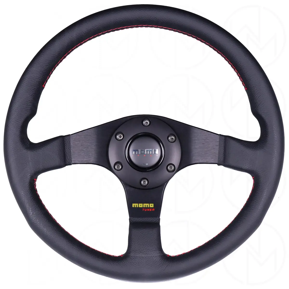 Momo Tuner Steering Wheel - 320Mm Leather W/Red Stitch 1