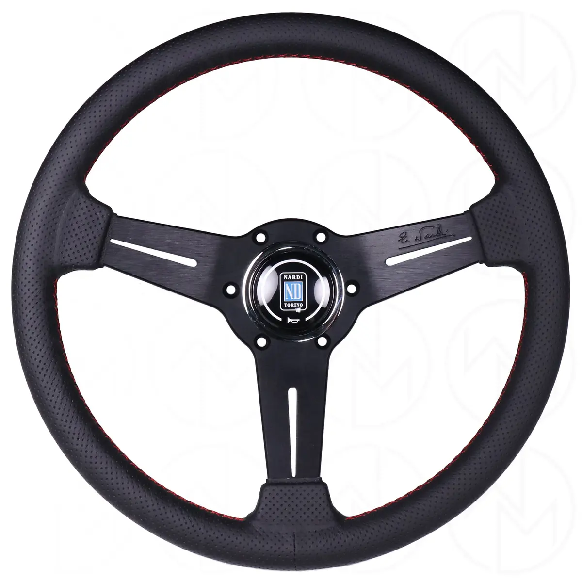 Nardi Classic Steering Wheel - 360Mm Perforated Leather W/Red Stitch 1