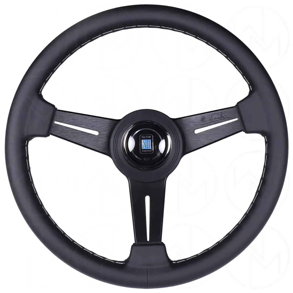 Nardi Classic Steering Wheel - 340Mm Leather W/Black Spoke & Ring And Grey Stitch 1